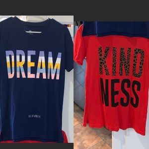 Blue (new) and red shirts